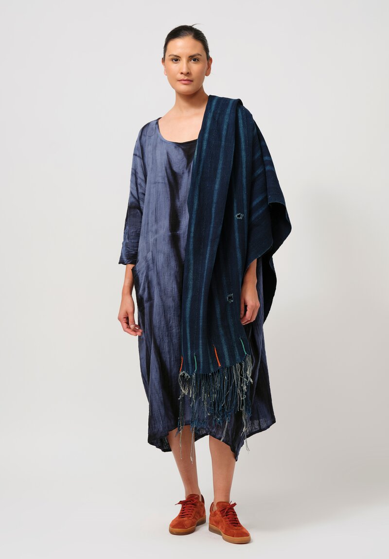 Gilda Midani Pattern-Dyed Cotton Bucket Dress in Marble Last Blue