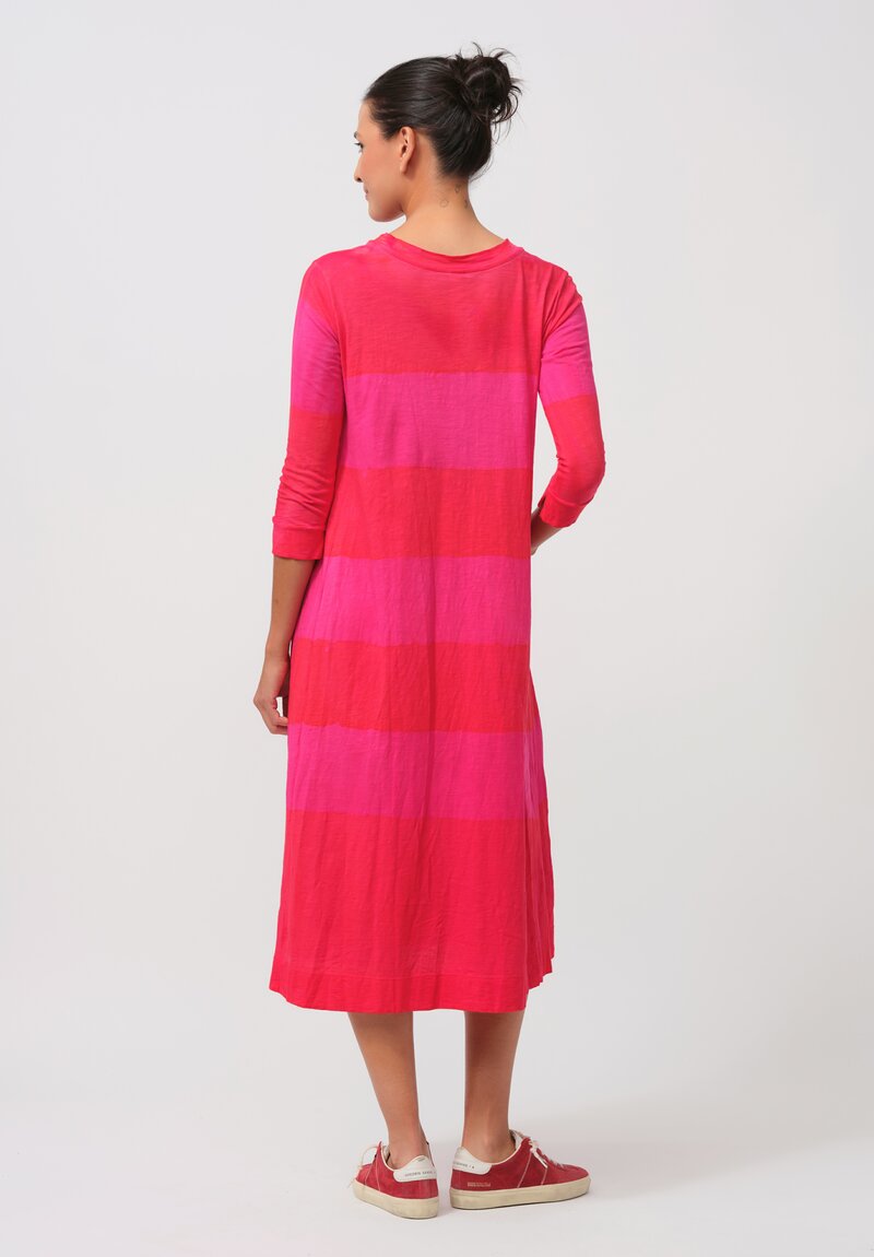 Gilda Midani Pattern-Dyed Long-Sleeve Maria Dress in Stripes, Sangrenta & Pink	