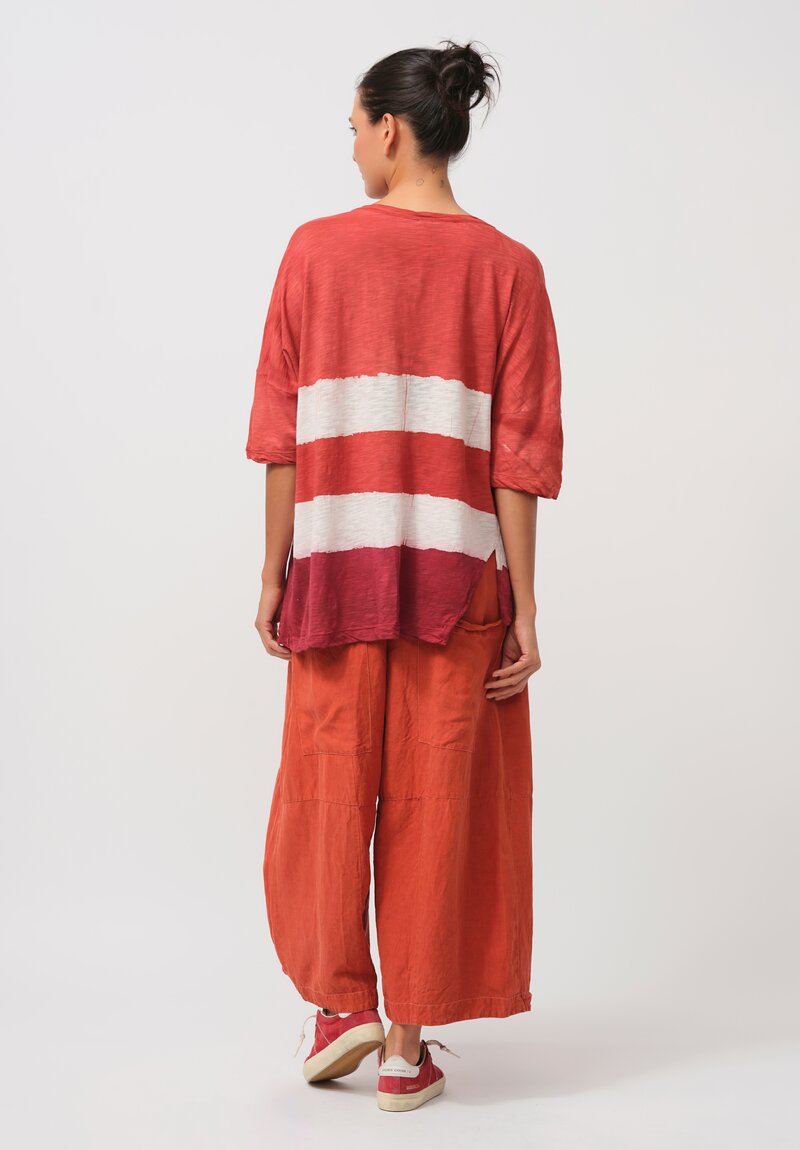 Gilda Midani Pattern-Dyed Cotton Super Tee in Stripes, Burn & Pepper Orange	