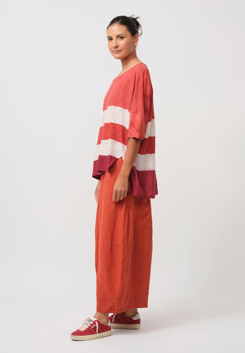 Gilda Midani Pattern-Dyed Cotton Super Tee in Stripes, Burn & Pepper Orange	