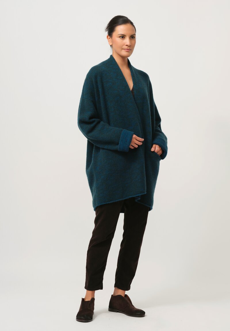 Lainey Keogh Cashmere Cocoon Cardigan Coat in Teal	