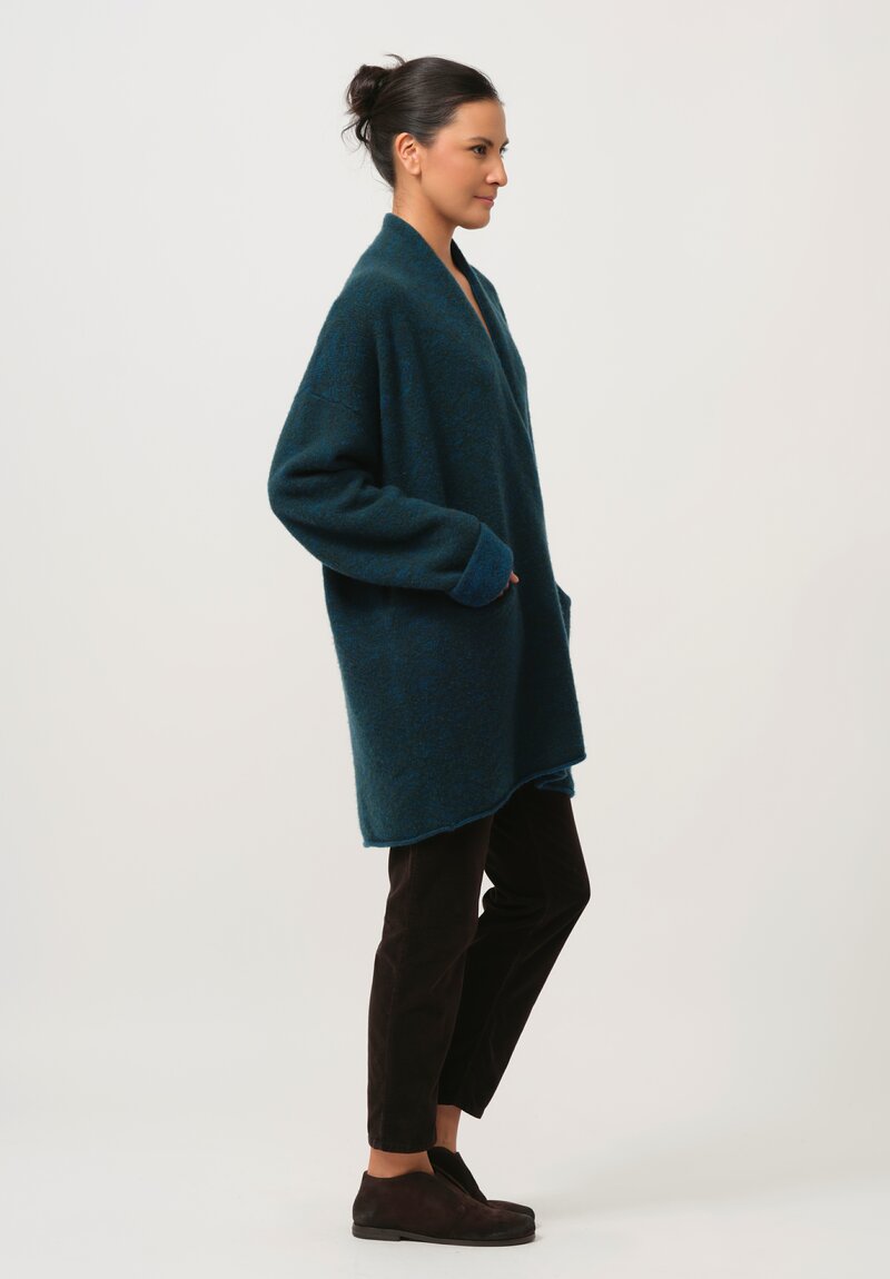 Lainey Keogh Cashmere Cocoon Cardigan Coat in Teal	