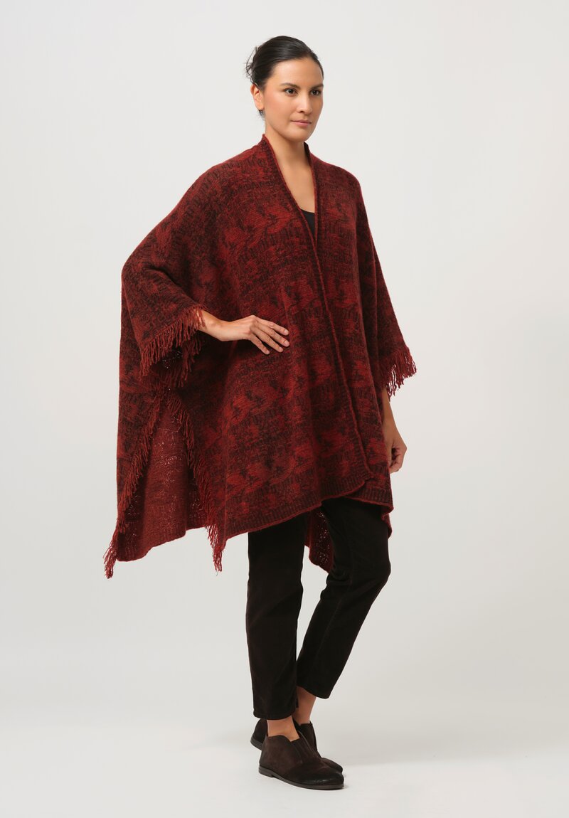 Lainey Keogh Cashmere Poncho Cardigan Cape in Rust & Charcoal	