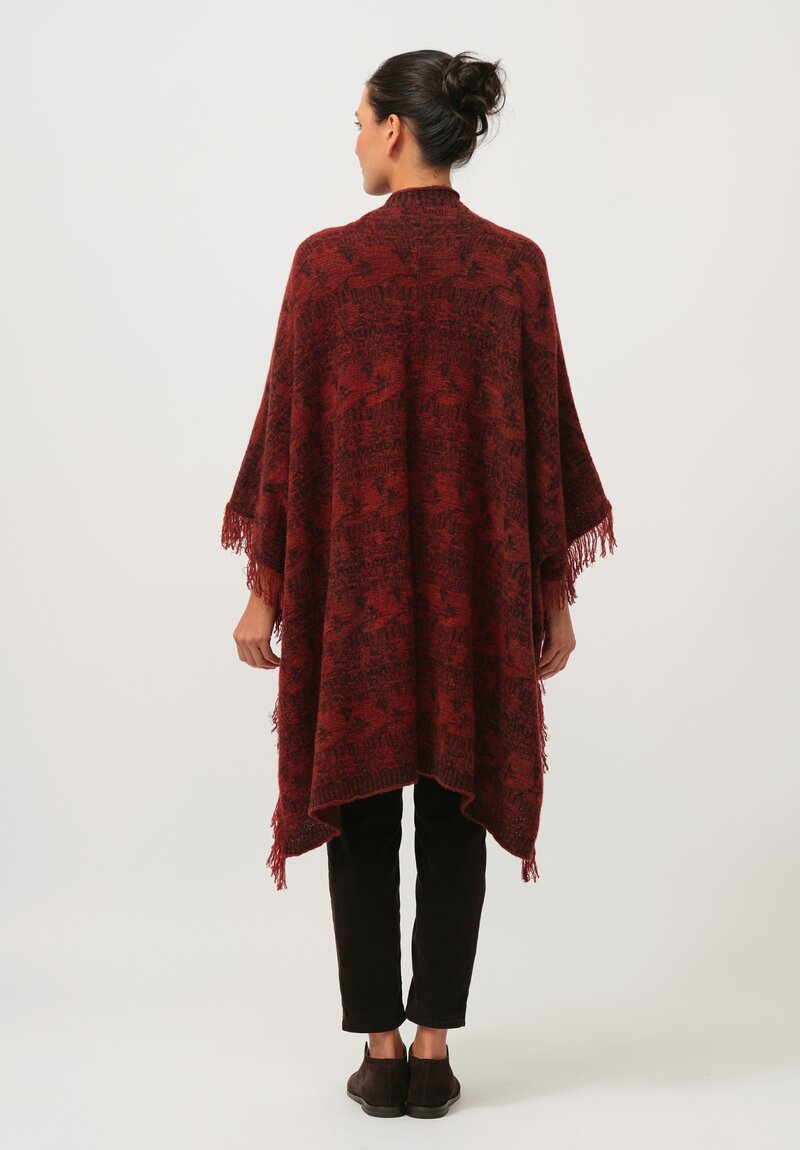 Lainey Keogh Cashmere Poncho Cardigan Cape in Rust & Charcoal	