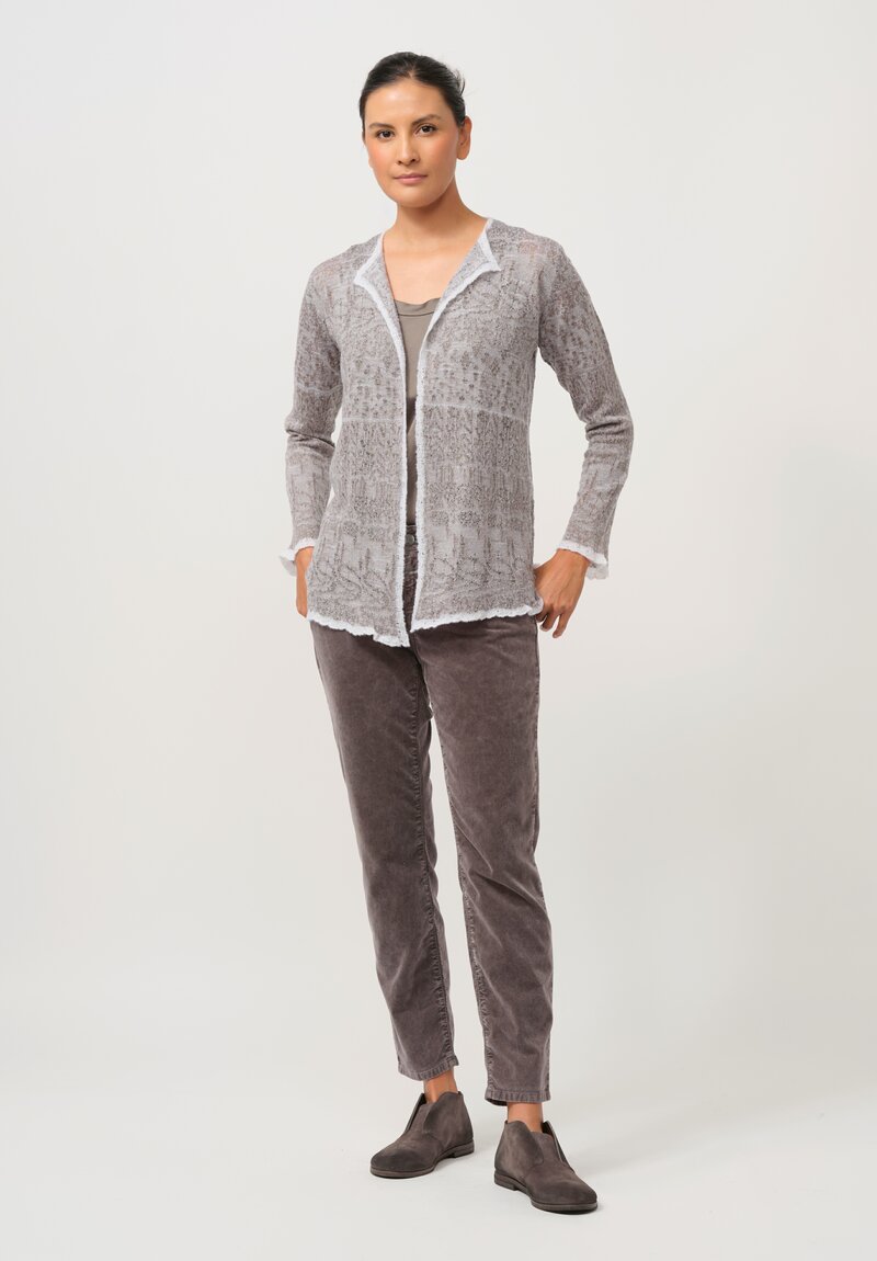 Lainey Keogh Cashmere Cardigan in Taupe & White	