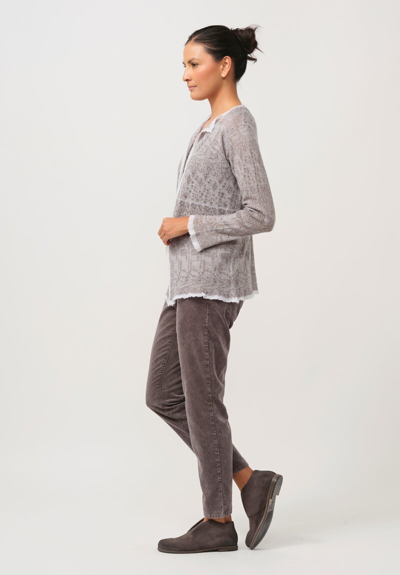 Lainey Keogh Cashmere Cardigan in Taupe & White	