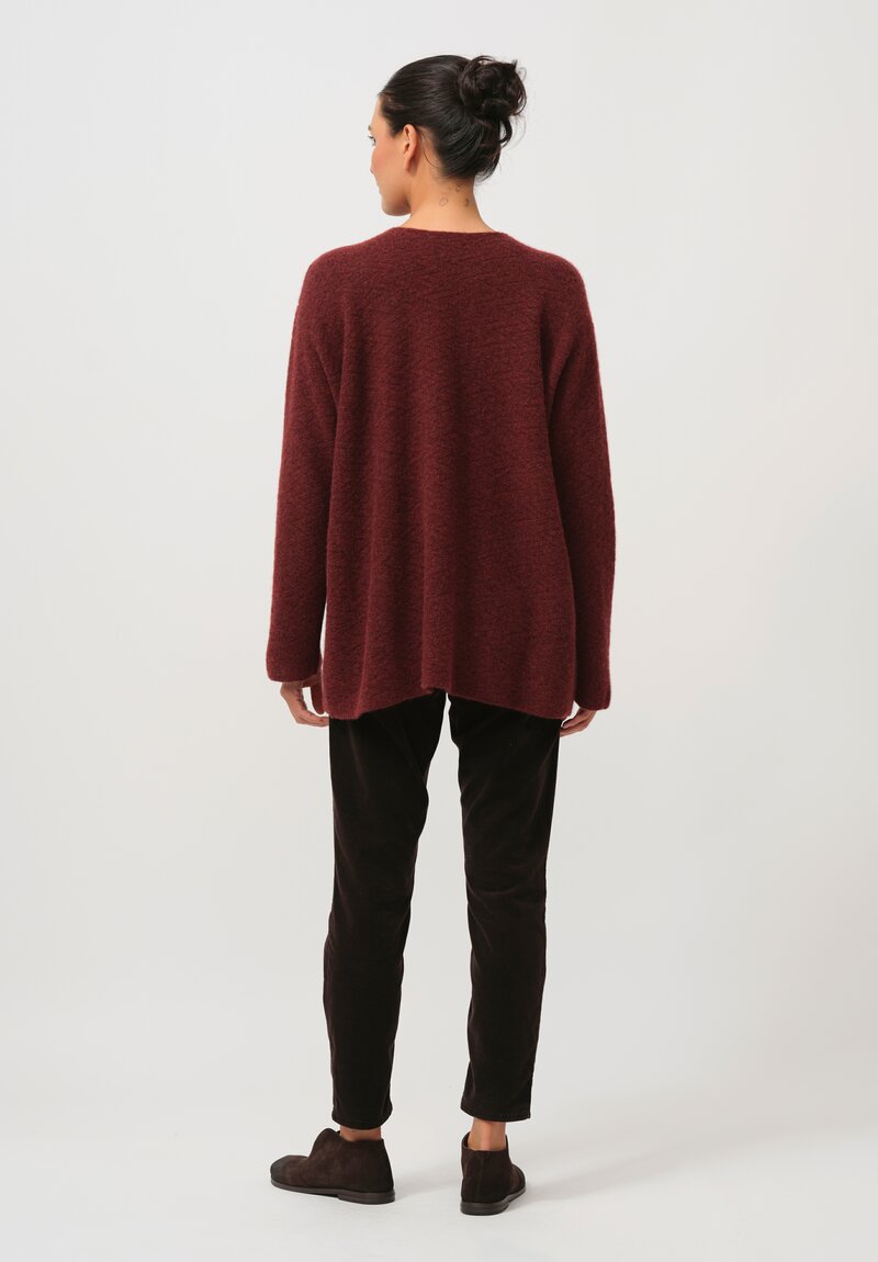 Lainey Keogh Cashmere Oversized V-Neck Sweater in Harissa Red & Orange	