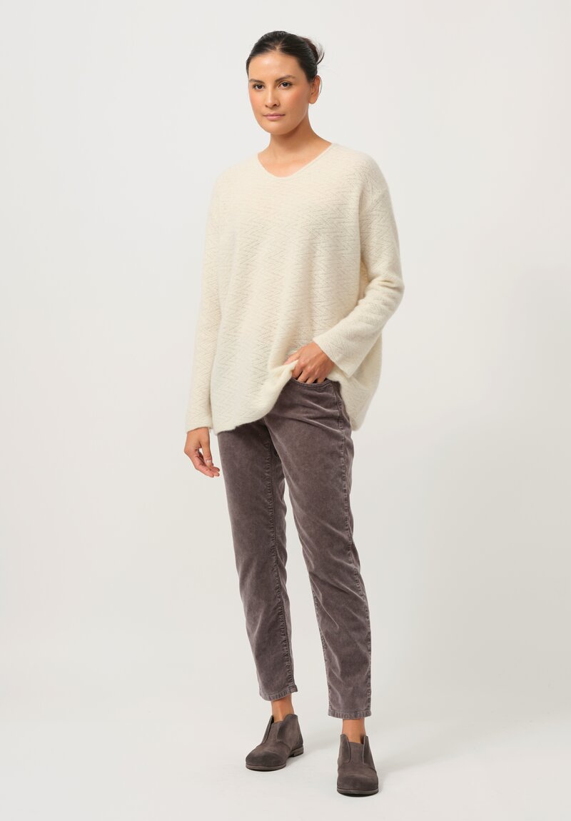 Lainey Keogh Cashmere Oversized V-Neck Sweater in Soft White	