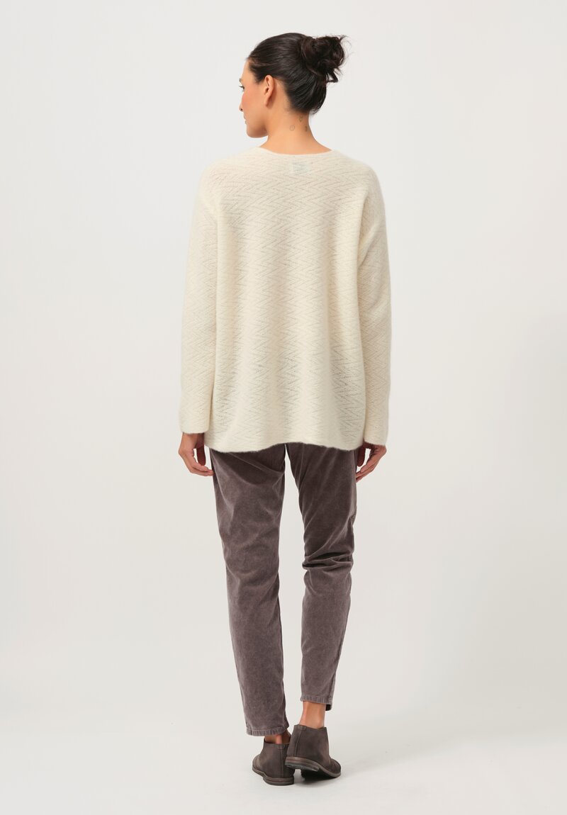 Lainey Keogh Cashmere Oversized V-Neck Sweater in Soft White	