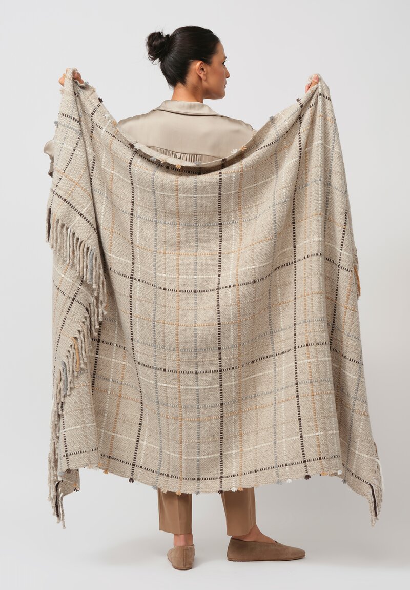 Alonpi Cashmere Blanket Shawl in Cream Multi