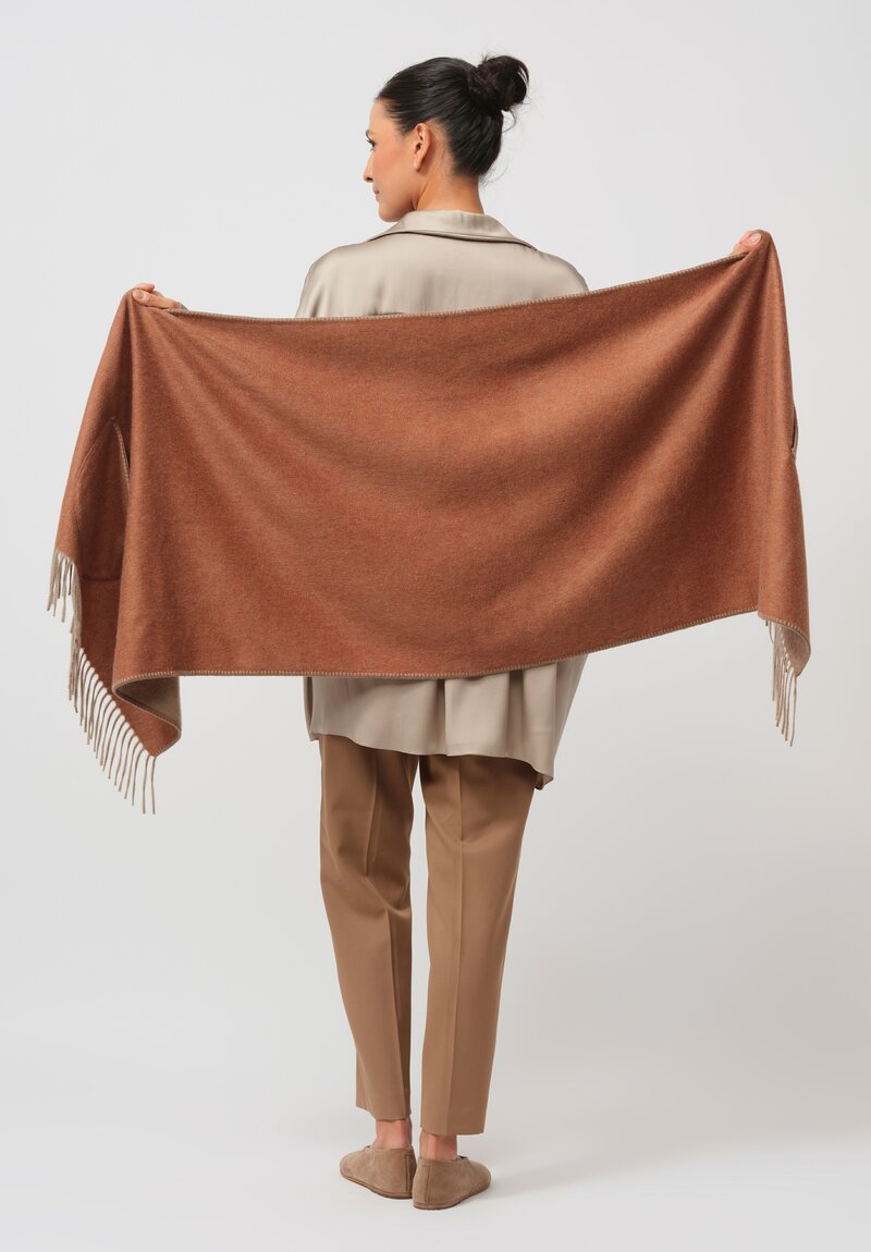 Alonpi Cashmere Scarf in Rust & Brown	