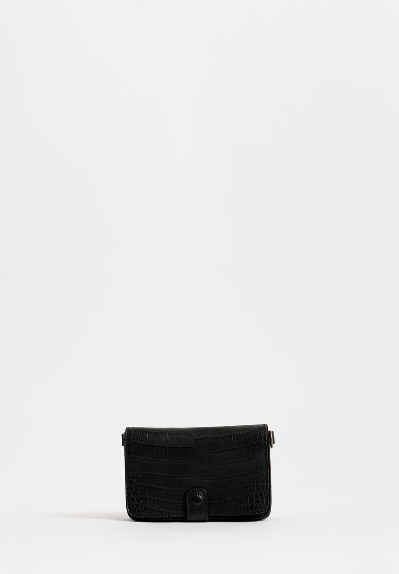Christian Peau Crocodile Leather Crossbody Bag in Black