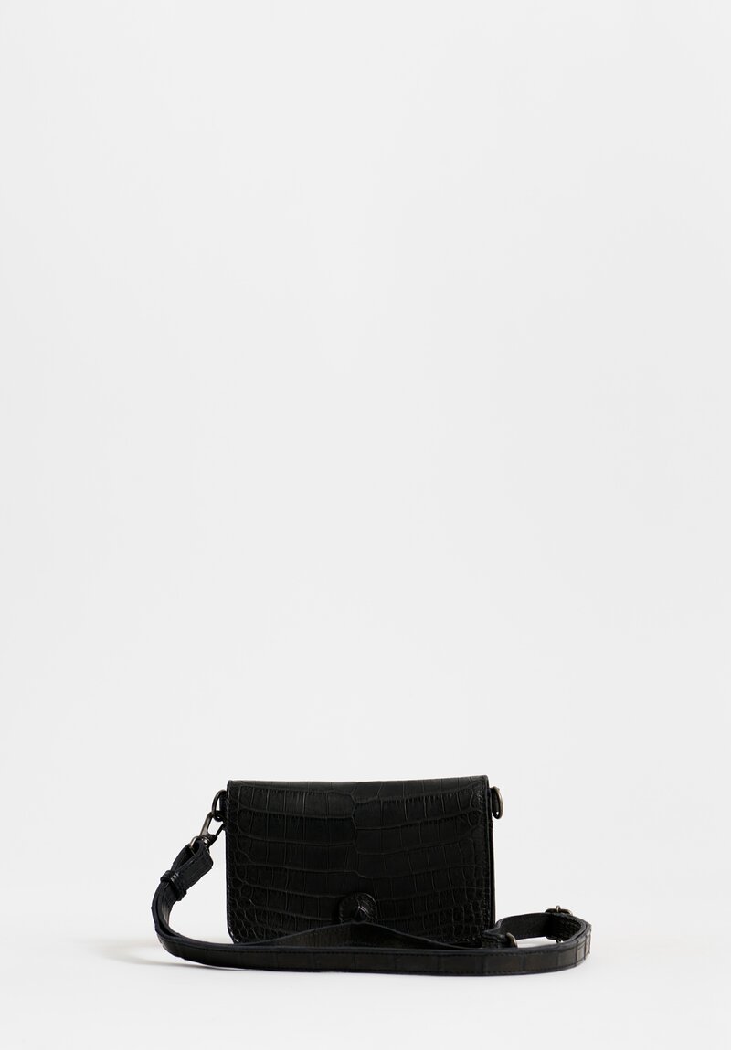 Christian Peau Crocodile Leather Crossbody Bag in Black