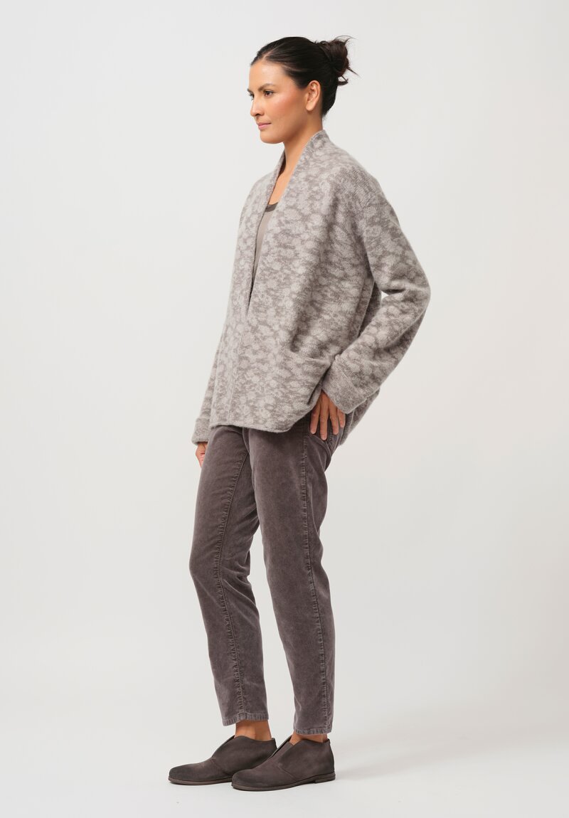 Lainey Keogh Cashmere Roll Neck Long Cardigan in Oatmeal & Grey	