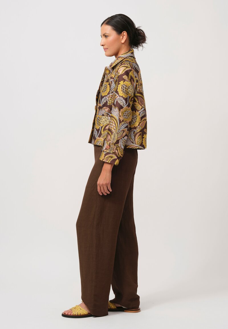 Biyan Calla Jacquard Jacket in Brown & Gold	