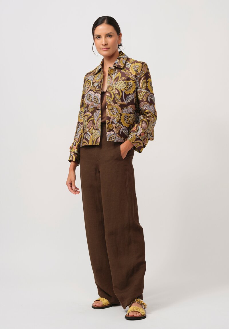 Biyan Calla Jacquard Jacket in Brown & Gold	