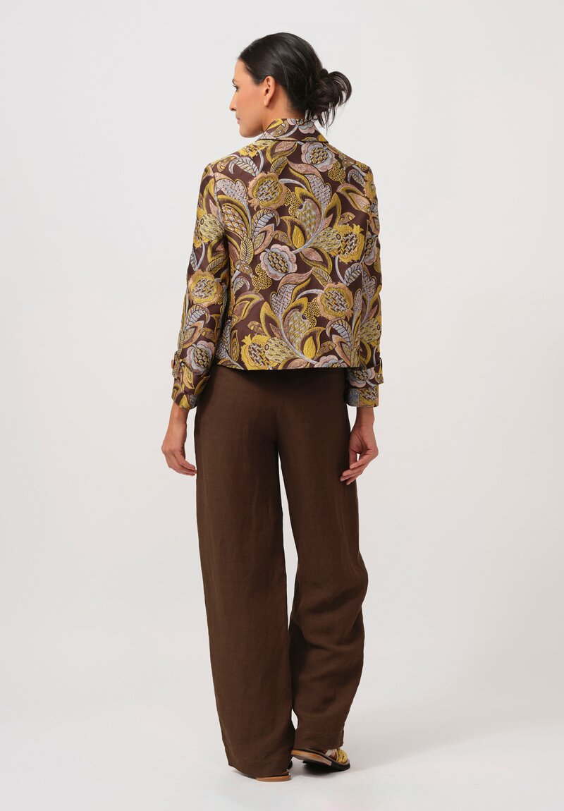 Biyan Calla Jacquard Jacket in Brown & Gold	