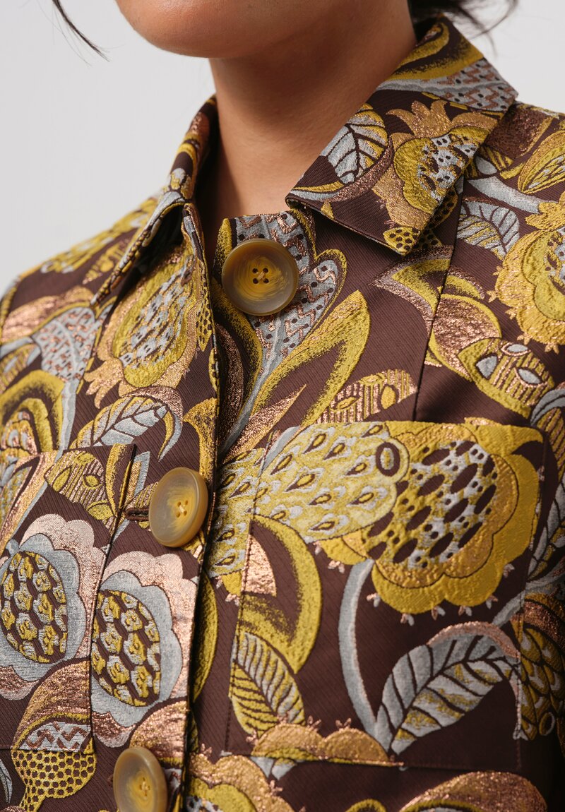 Biyan Calla Jacquard Jacket in Brown & Gold	