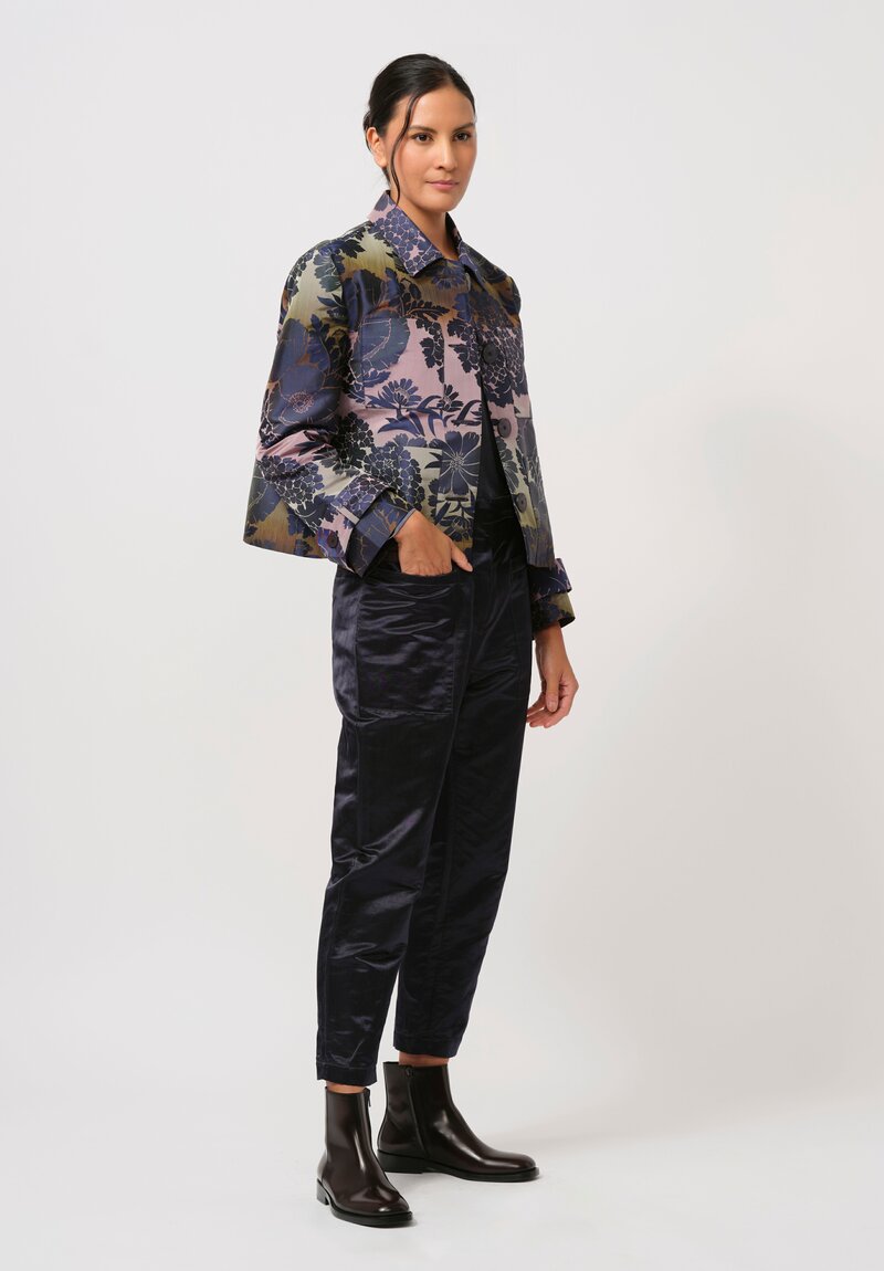 Biyan Calla Cossetta Jacquard Jacket in Navy Blue & Purple	