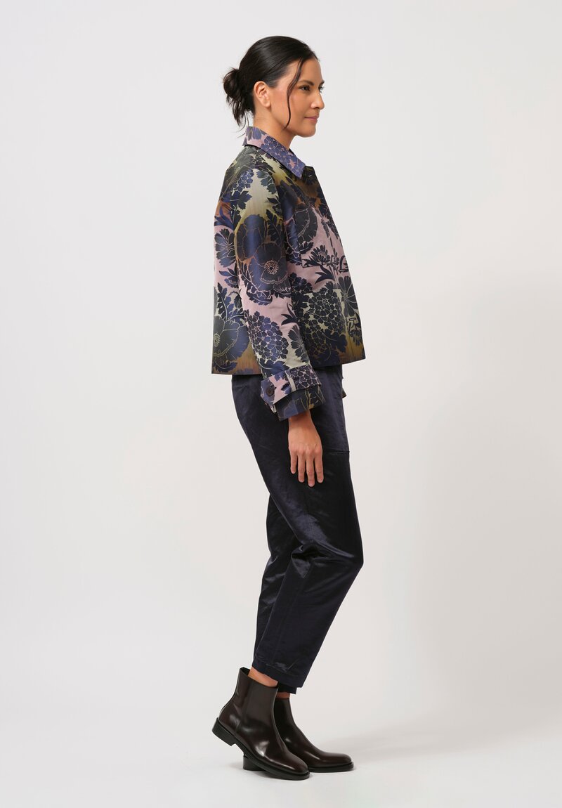 Biyan Calla Cossetta Jacquard Jacket in Navy Blue & Purple	