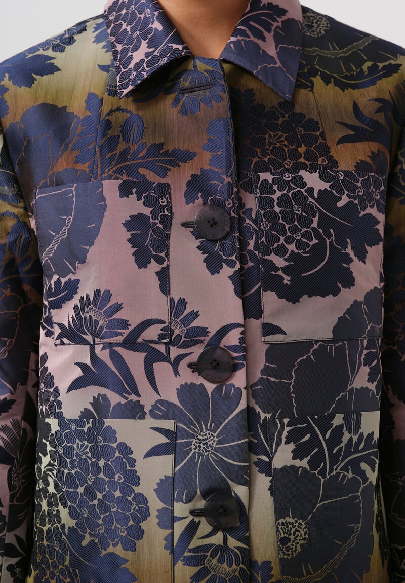 Biyan Calla Cossetta Jacquard Jacket in Navy Blue & Purple	