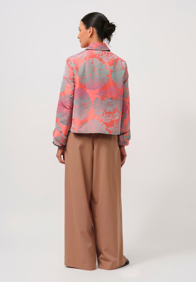 Biyan Calla Cossetta Jacquard Jacket in Coral & Green	