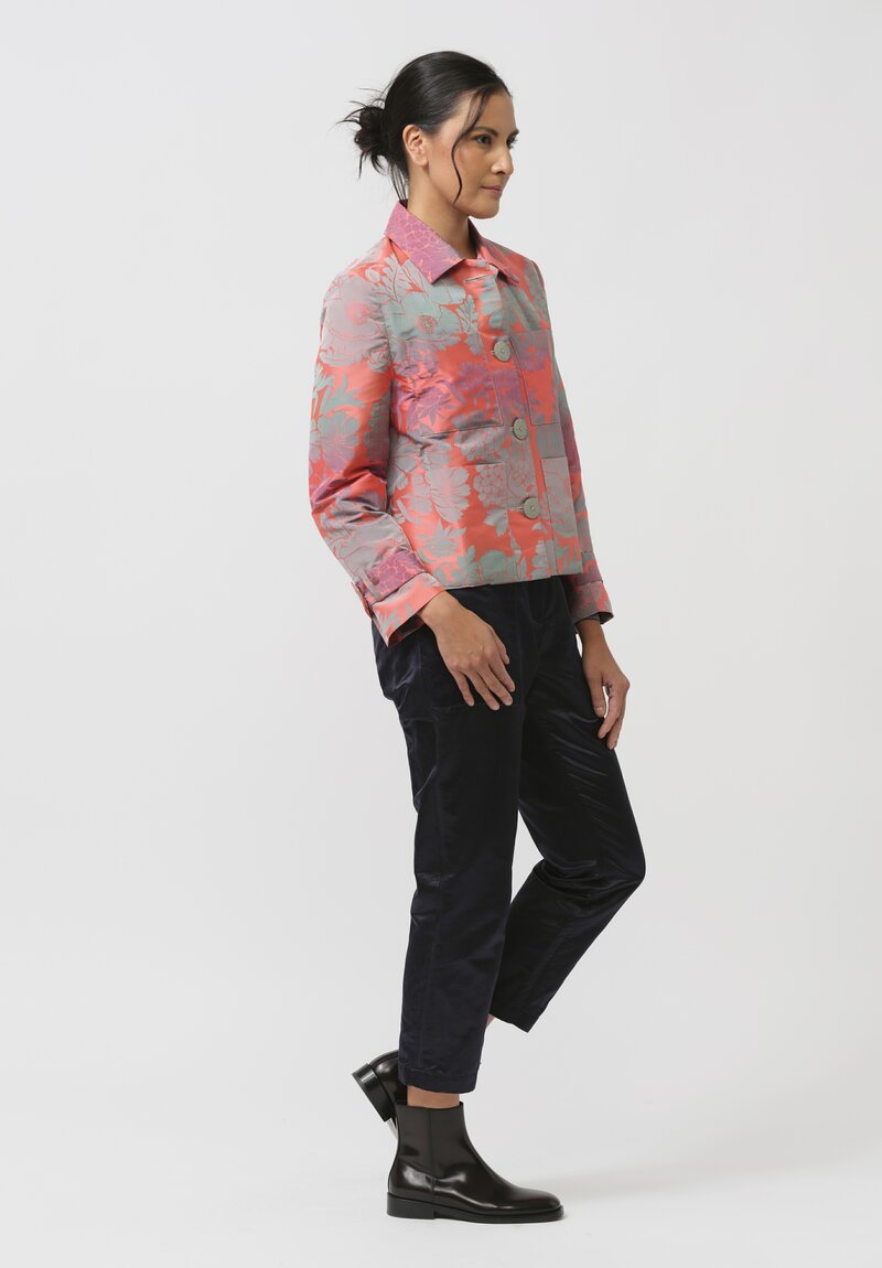 Biyan Calla Cossetta Jacquard Jacket in Coral & Green	