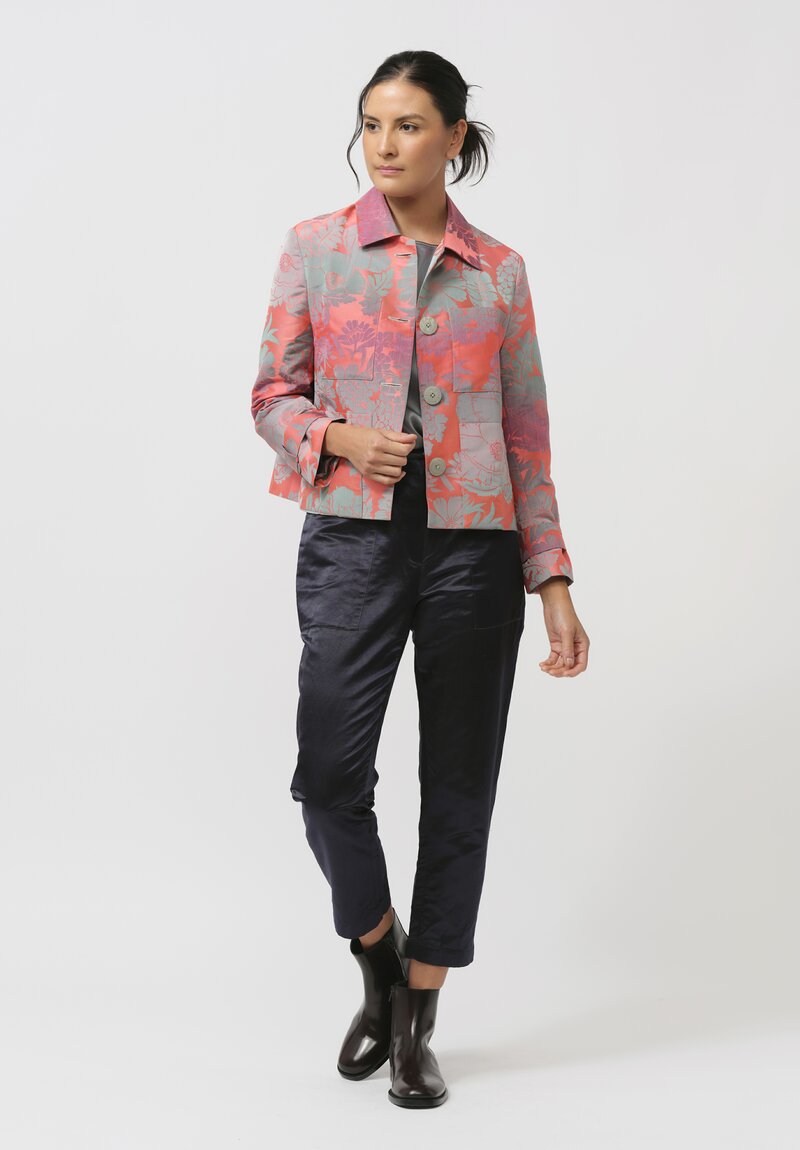 Biyan Calla Cossetta Jacquard Jacket in Coral & Green	