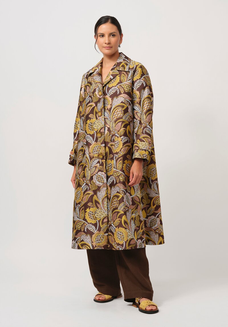 Biyan Jacquard Haraya Coat in Brown & Gold	