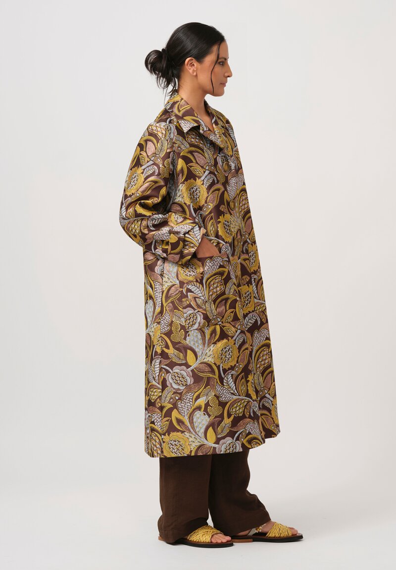 Biyan Jacquard Haraya Coat in Brown & Gold	