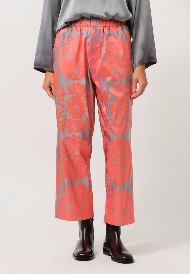 Biyan Jacquard Ferona Pants in Coral, Green & Grey	