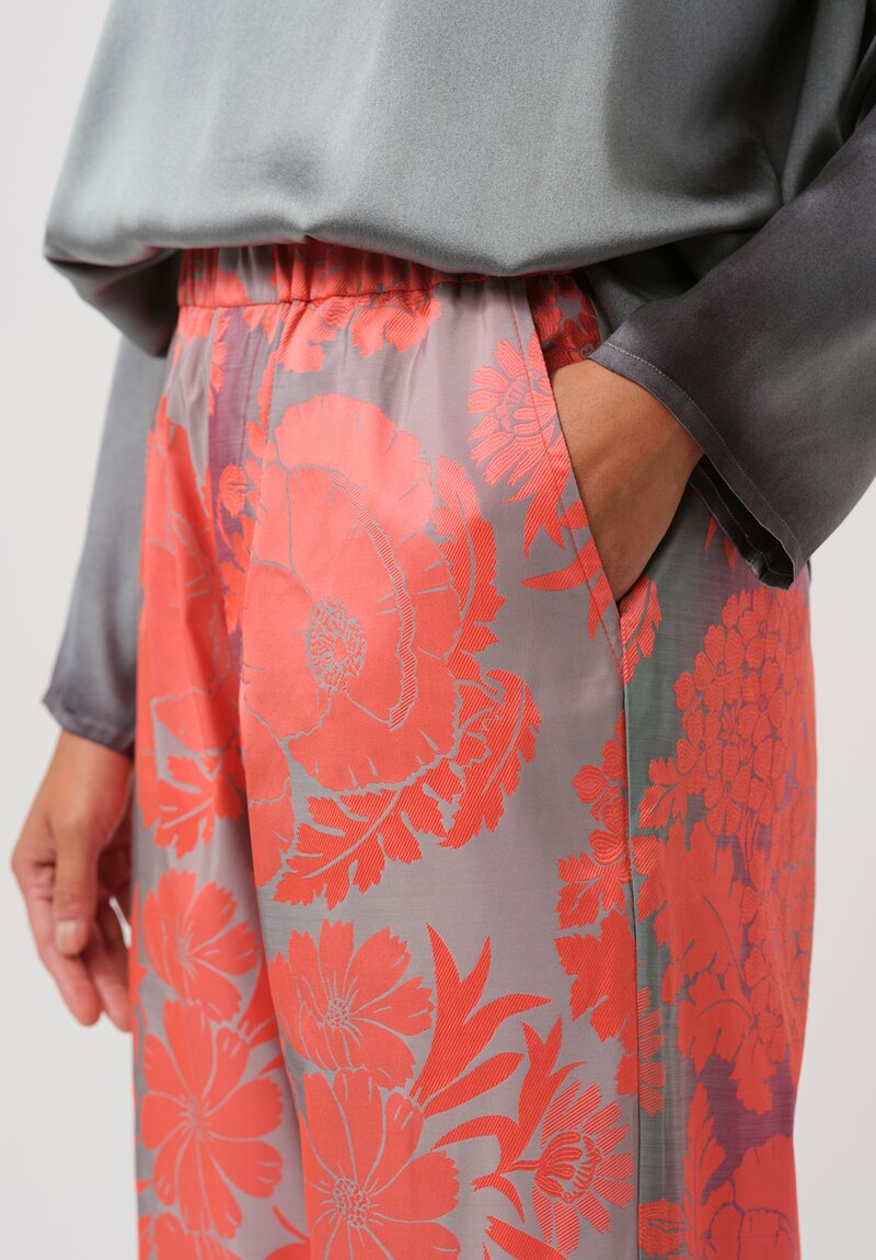 Biyan Jacquard Ferona Pants in Coral, Green & Grey	