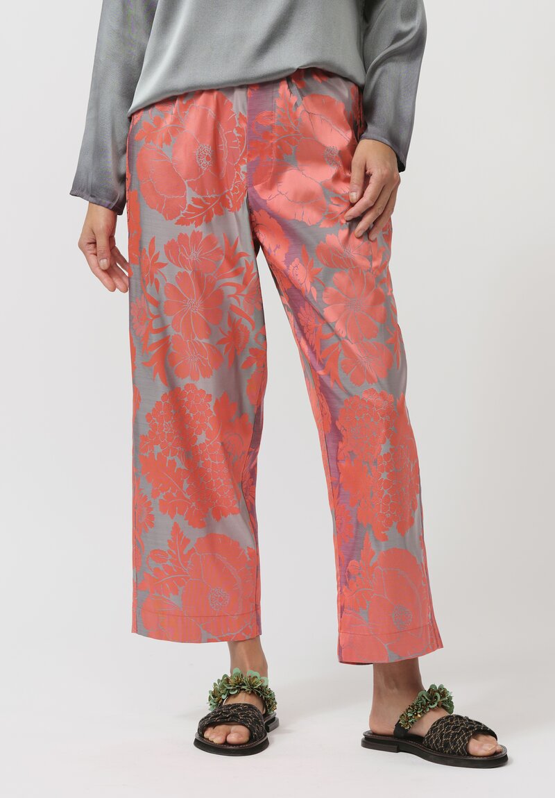 Biyan Jacquard Ferona Pants in Coral, Green & Grey	