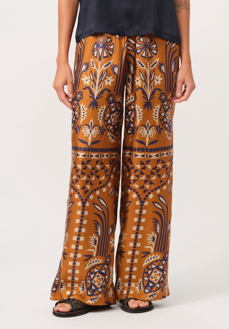 Biyan Silk Foria Pants in Navy & Rust	