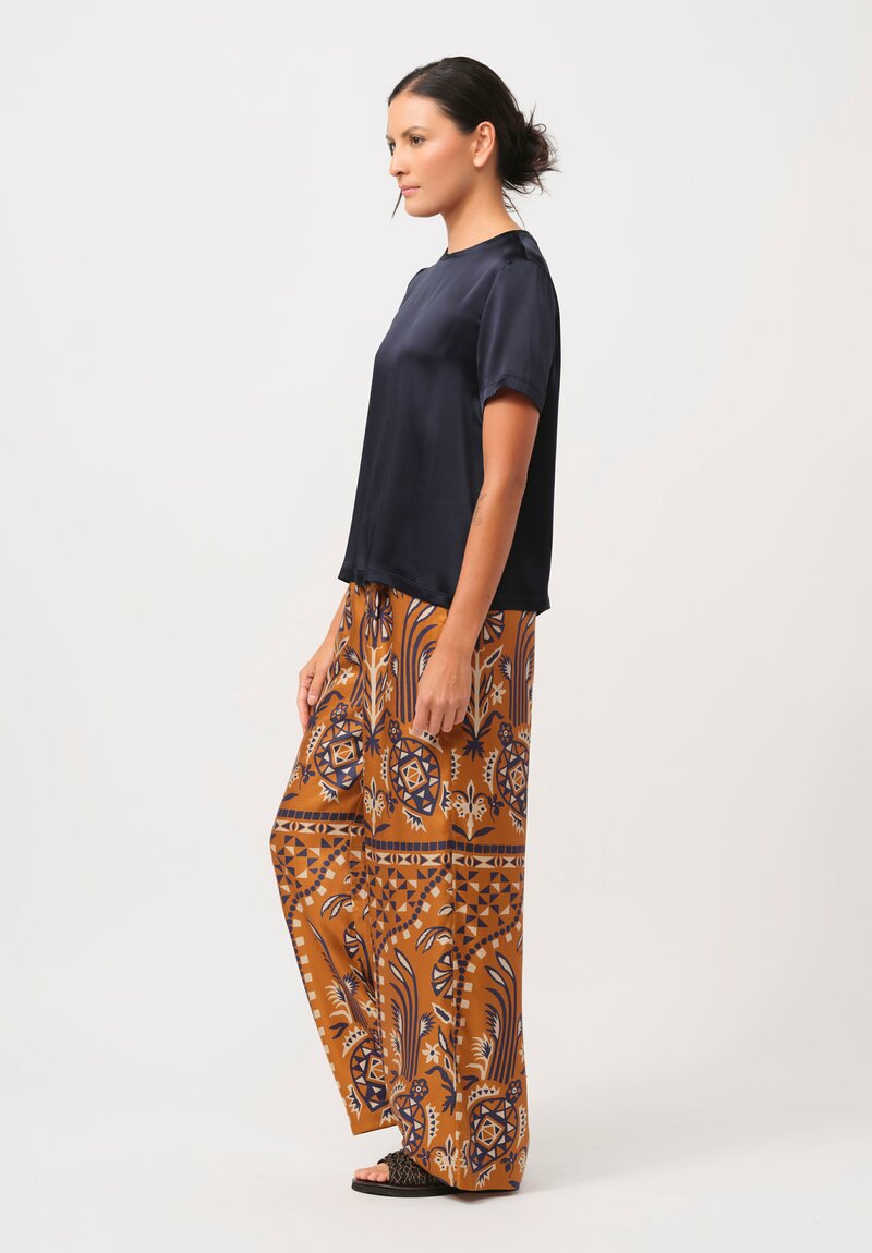 Biyan Silk Foria Pants in Navy & Rust	