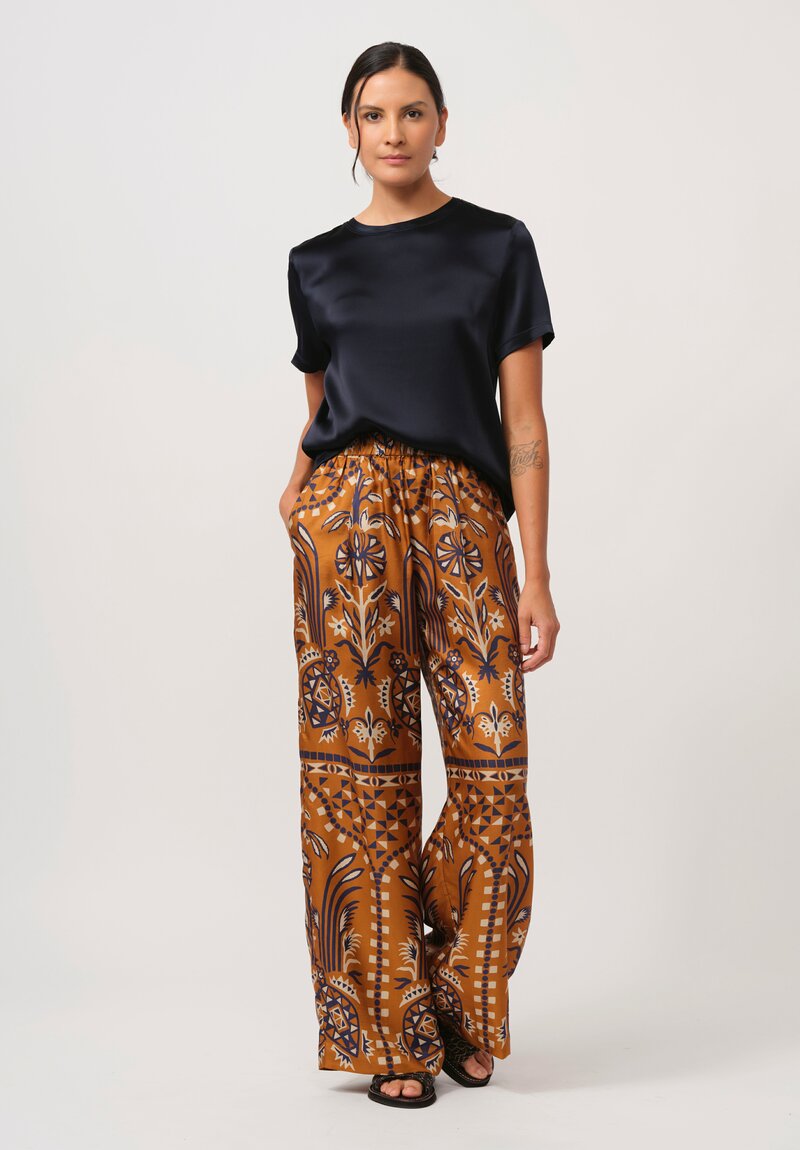 Biyan Silk Foria Pants in Navy & Rust	