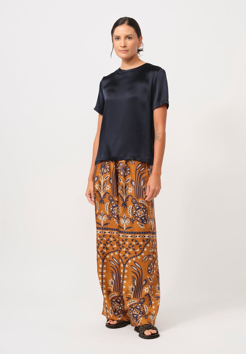 Biyan Silk Foria Pants in Navy & Rust	