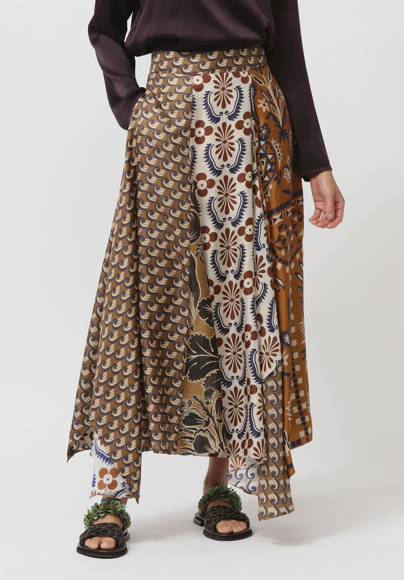 Biyan Silk Nehera Skirt in Navy & Rust	