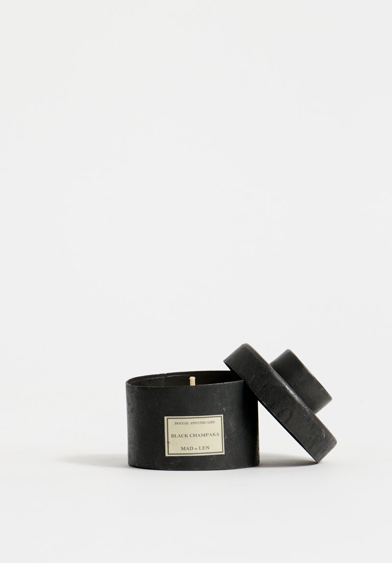 Mad et Len Handmade Apothicaire Mini Candle in Black Champaka	