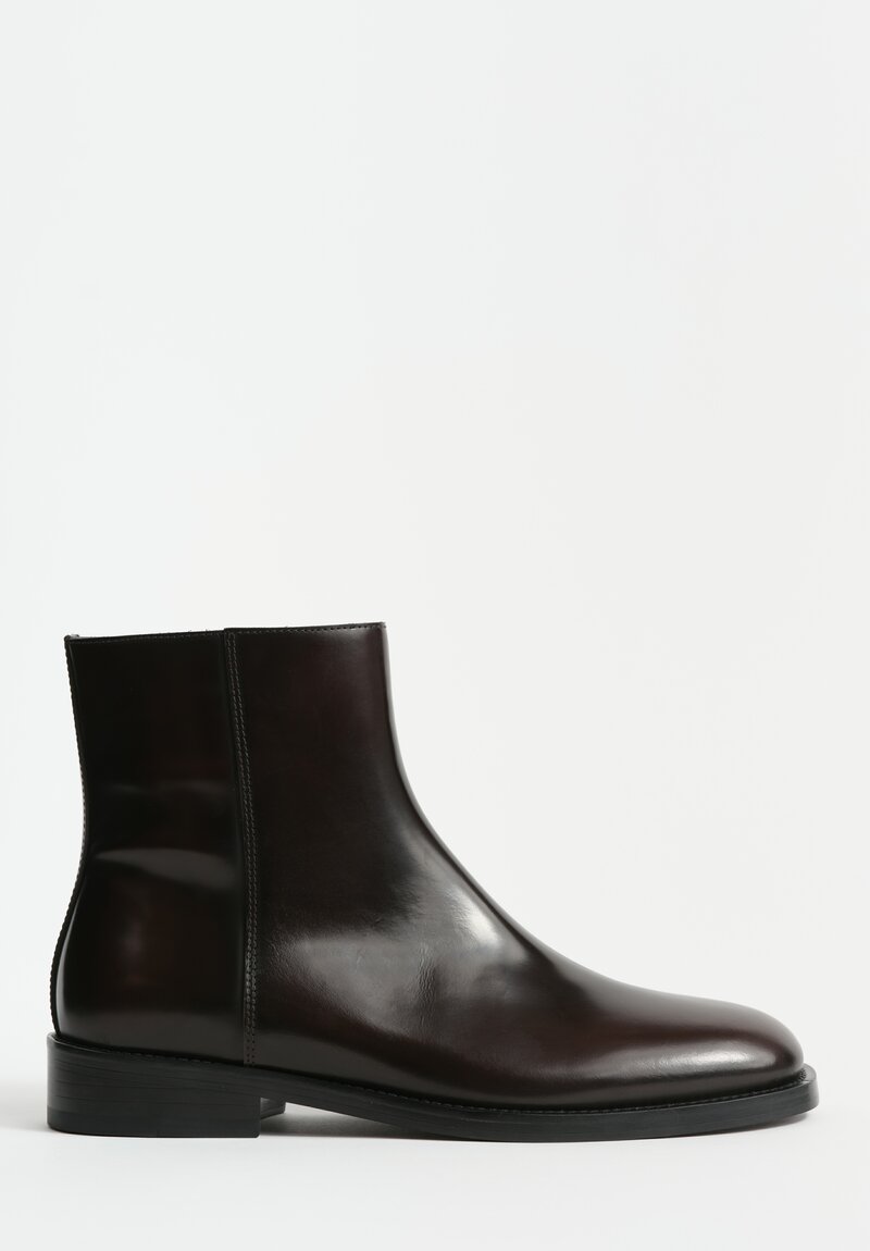 Dries Van Noten Leather Half Boot in Dark Brown	