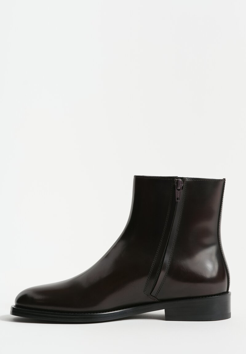 Dries Van Noten Leather Half Boot in Dark Brown	