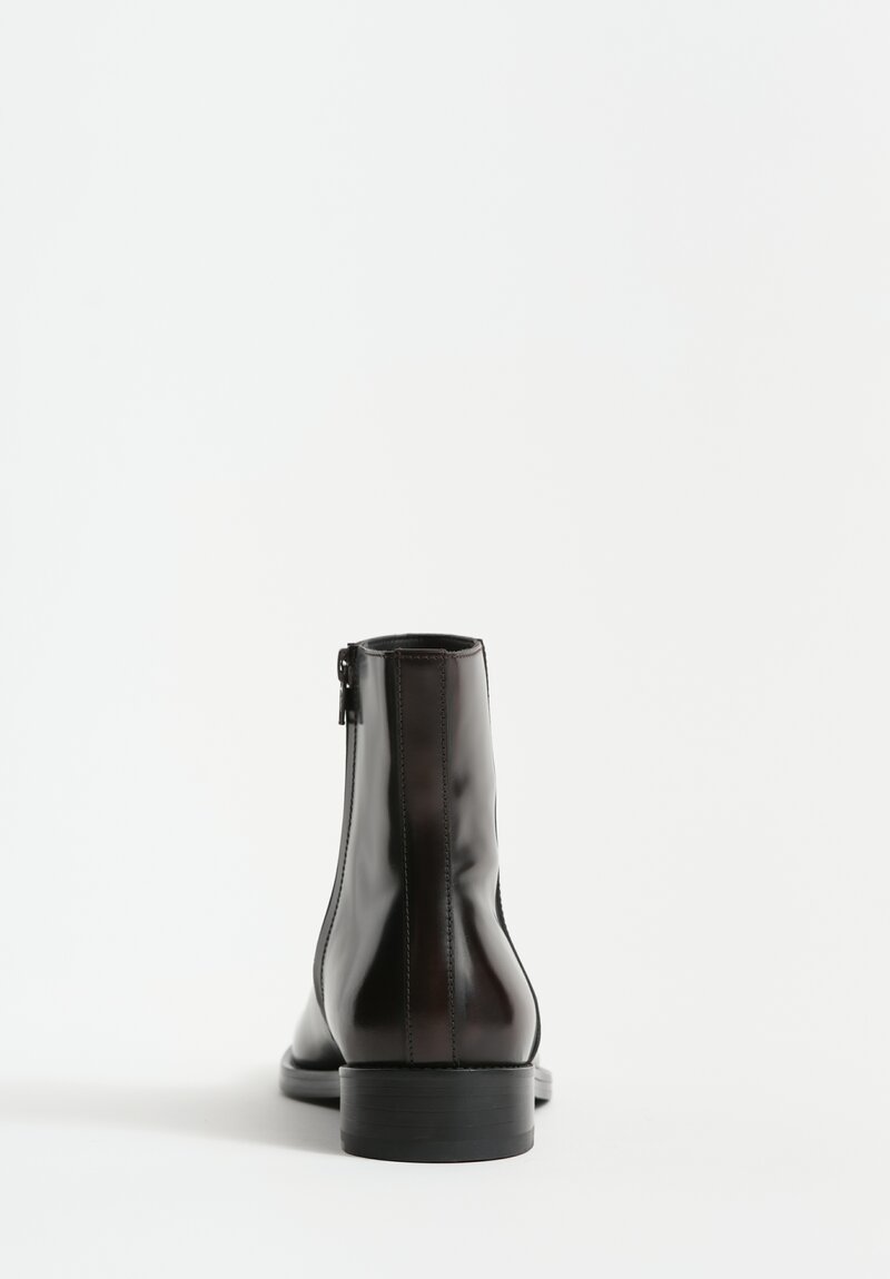 Dries Van Noten Leather Half Boot in Dark Brown	