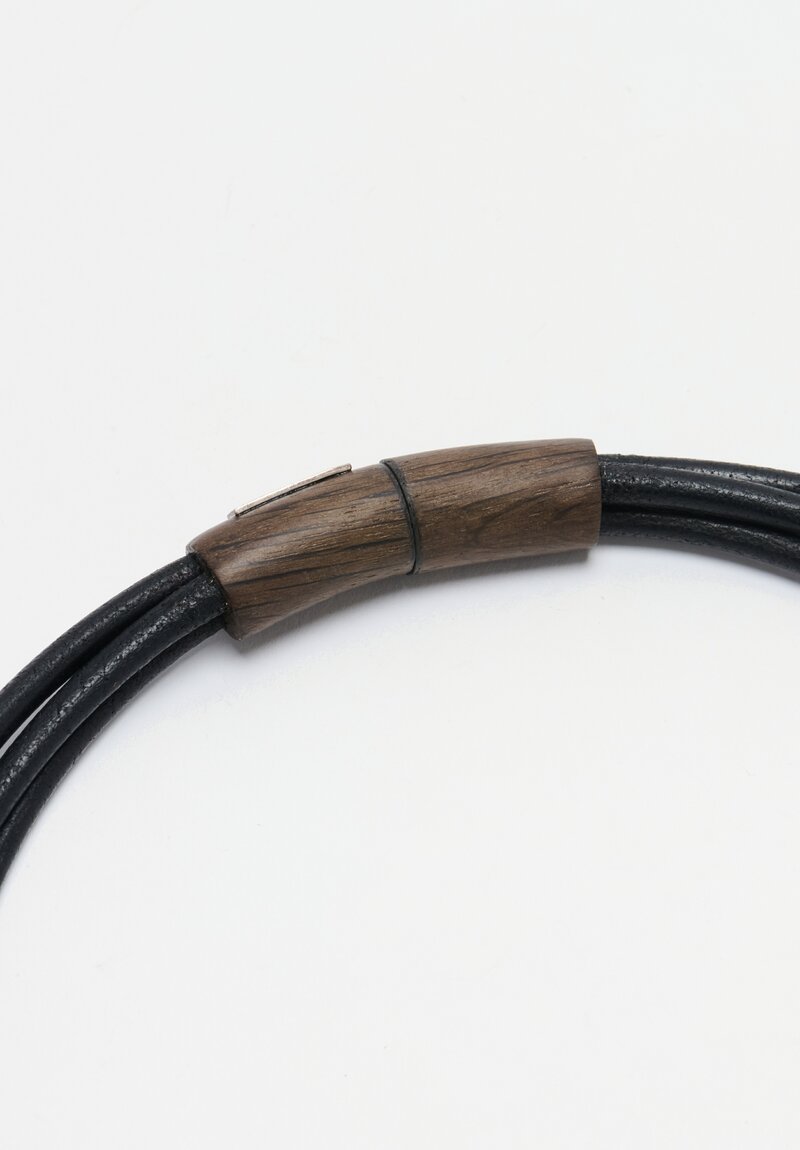 Monies 3 Baroque Pearl Drop Necklace Leather, Bog Oak	