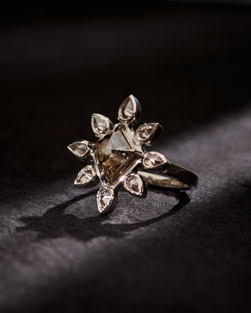 Lauren Wolf Salt & Pepper Diamond Snowflake Ring	