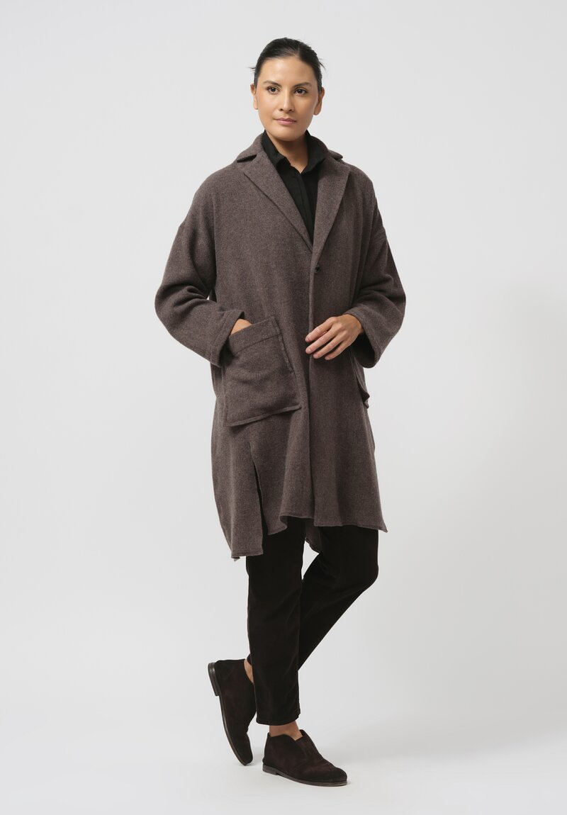 Kaval Soft Woven Stole Coat in Brown	