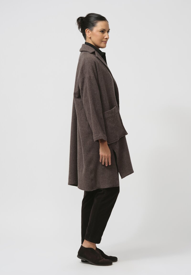 Kaval Soft Woven Stole Coat in Brown	