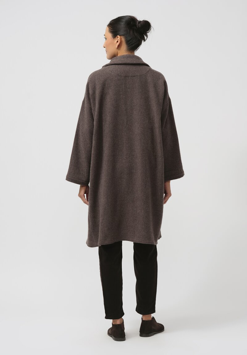 Kaval Soft Woven Stole Coat in Brown	