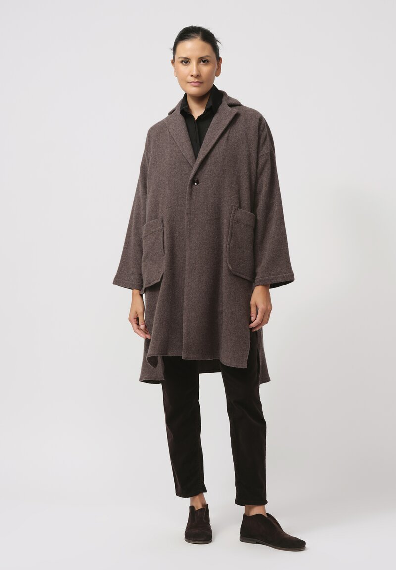 Kaval Soft Woven Stole Coat in Brown	