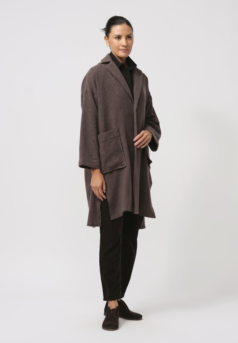 Kaval Soft Woven Stole Coat in Brown	