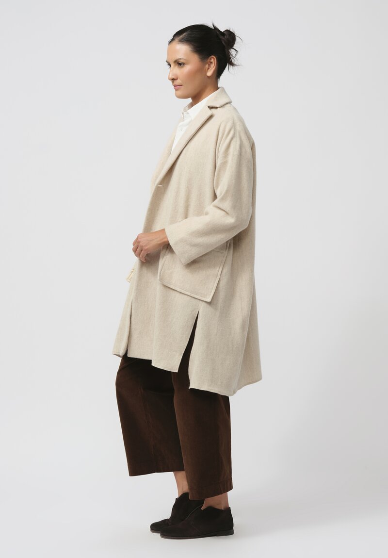 Kaval Soft Woven Stole Coat in Natural	